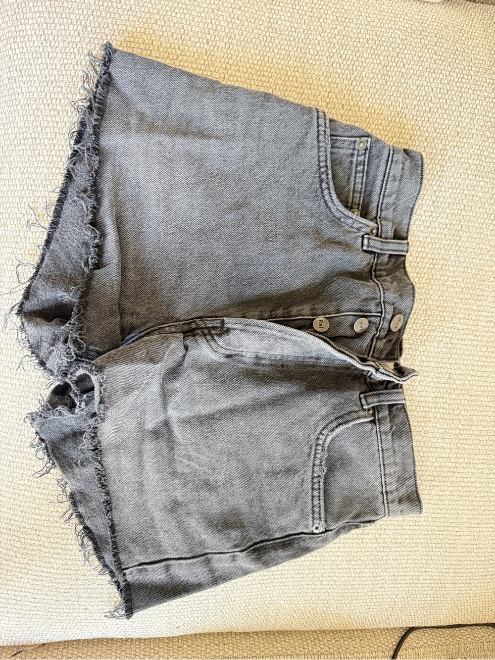 Reformation Gray Frayed Hem Denim Shorts